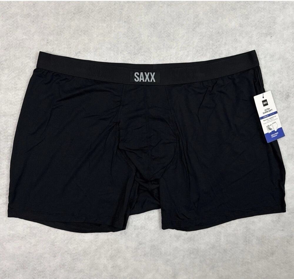 SAXX Boxer Brief Mens 3XL Black Ultra Super Soft BallPark Pouch Fly NWT